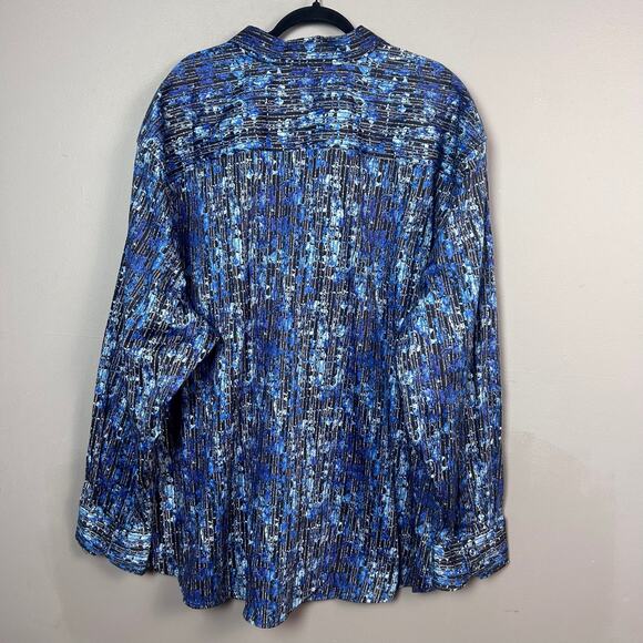 Robert Graham shirt men's 4XL button up blue pattern flip cuff stretch stripe - Picture 3 of 12